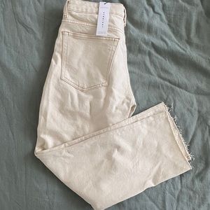 Topshop High Waisted Straight Jeans in Cream